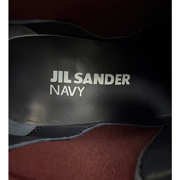 Jil Sander 'Navy' Leather Ankle Boots Burgundy Size 38 US 8 - Picture 6 of 8